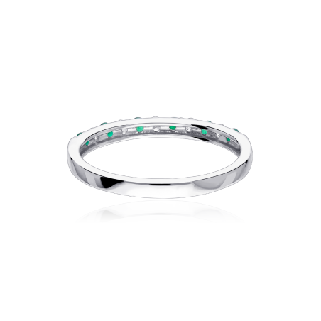 Anillo "Emma Vert"  Oro Blanco, Diamantes y Esmeraldas