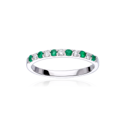 Anillo oro 18k esmeraldas y diamantes 0.14cts "Emma Vert"