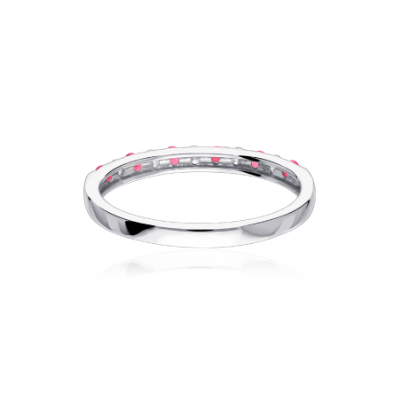 Anillo "Emma Rouge"  Oro Blanco, Diamantes y Rubís