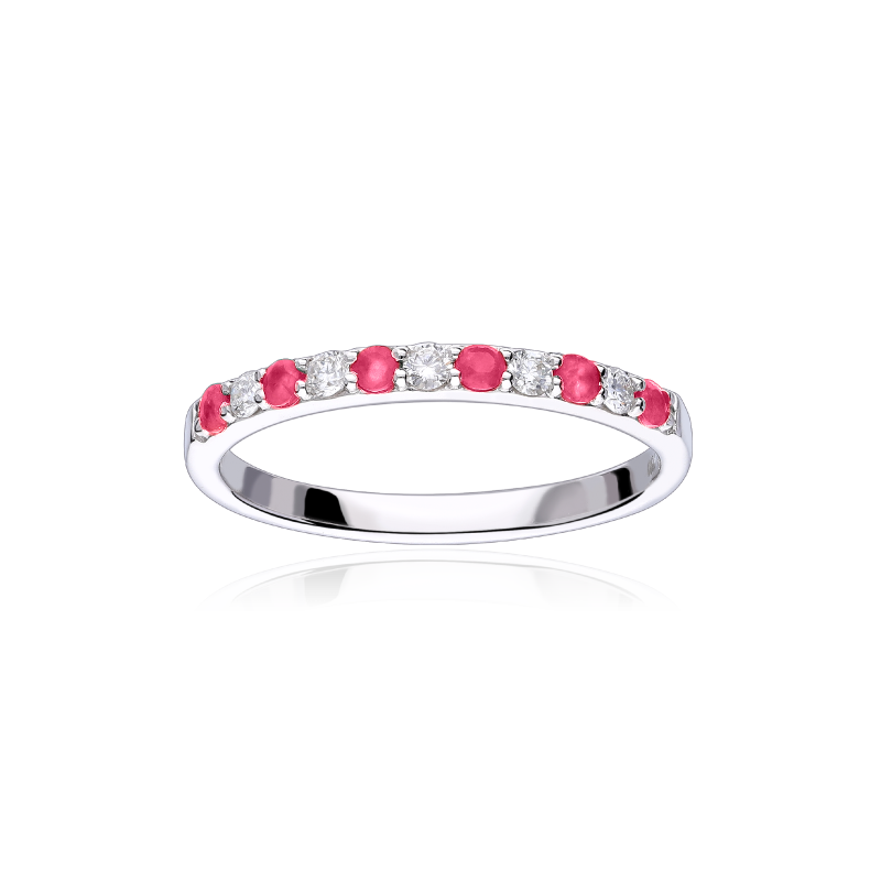 Anillo oro 18k rubíes y diamantes 0.14cts "Emma Rouge"