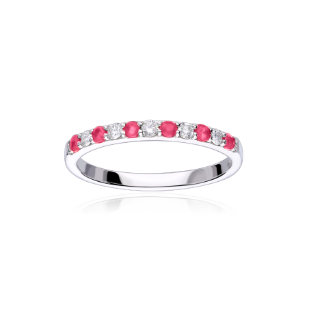 Anillo "Emma Rouge"  Oro Blanco, Diamantes y Rubís