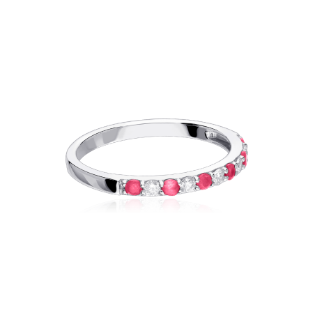 Anillo "Emma Rouge"  Oro Blanco, Diamantes y Rubís