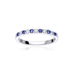 Anillo oro 18k zafiros y diamantes 0.14cts "Emma Blue"