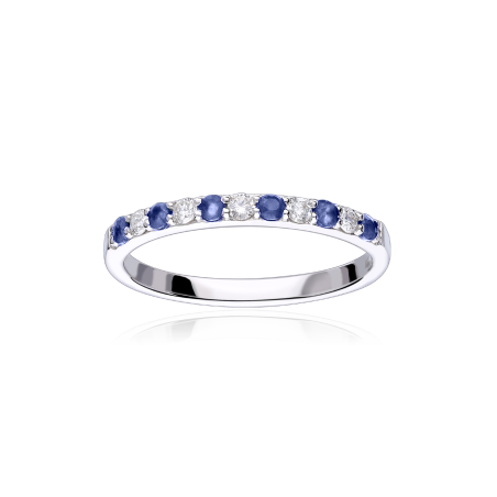 Anillo "Emma Blue"  Oro Blanco, Diamantes y Zafiros