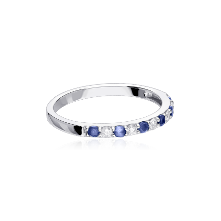 Anillo "Emma Blue"  Oro Blanco, Diamantes y Zafiros