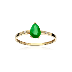 Anillo oro 18k, esmeraldas y diamantes 0.04cts "Lágrima Verde"