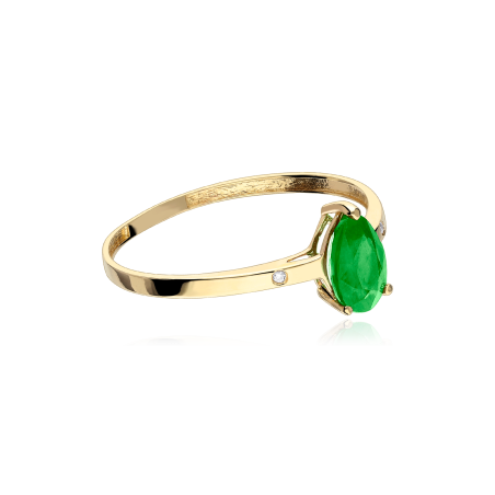 Anillo oro 18k, esmeraldas y diamantes 0.04cts "Lágrima Verde"