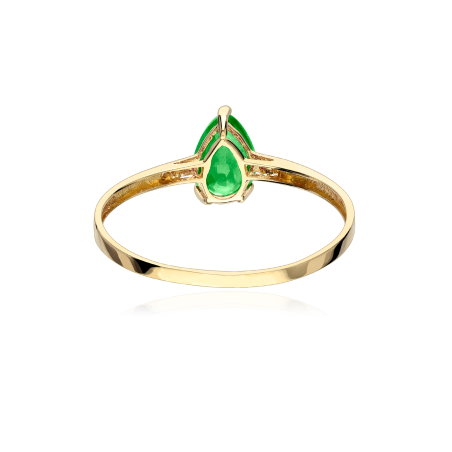 Anillo oro 18k, esmeraldas y diamantes 0.04cts "Lágrima Verde"