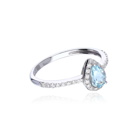 Anillo Oro 18k aguamarina y diamantes 0.22cts "Anklam"
