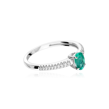 Anillo Oro 18k esmeralda y diamantes 0.06cts "Helena"