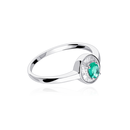 Anillo Oro Blanco 18k Diamantes y Esmeralda "Achim"