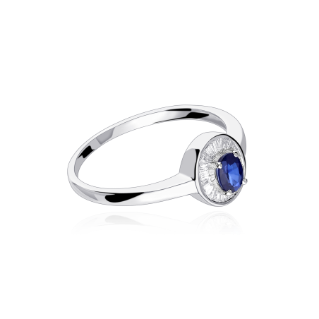Anillo Oro Blanco 18k Diamantes y Zafiro "Achim"