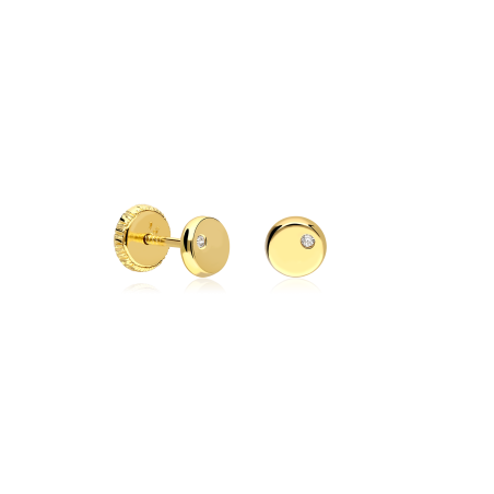 Pendientes Oro 18k círculos y circonita "Mirlo"