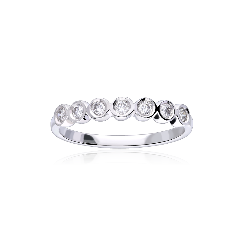 Anillo "Casoria" Oro Blanco 18k  y Diamantes 0,20 cts