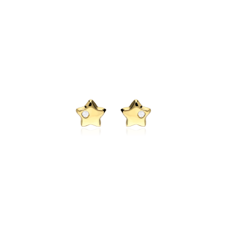 Pendientes Oro 18k estrella y circonita "Ninfa"