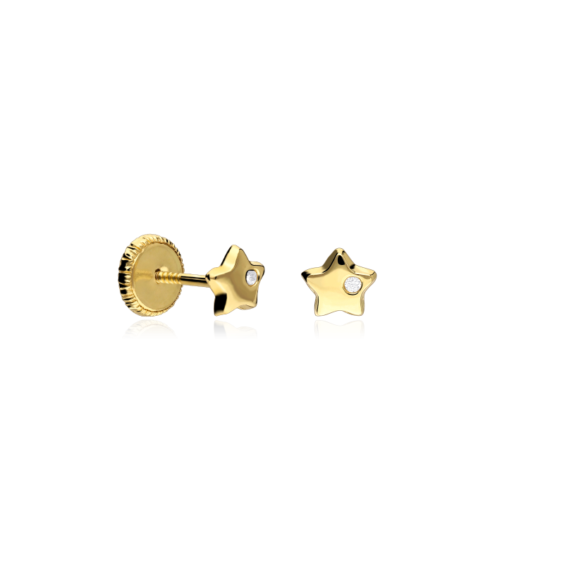 Pendientes Oro 18k estrella y circonita "Ninfa"