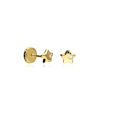 Pendientes Oro 18k estrella y circonita "Ninfa"