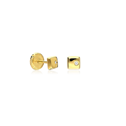 Pendientes Oro 18k cuadrado y circonitas "Yaco"