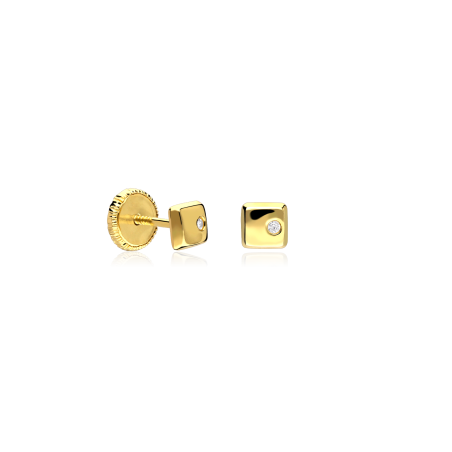 Pendientes Oro 18k cuadrado y circonitas "Yaco"
