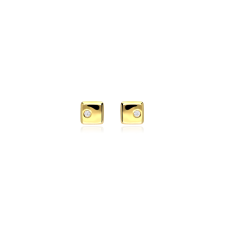 Pendientes Oro 18k cuadrado y circonitas "Yaco"