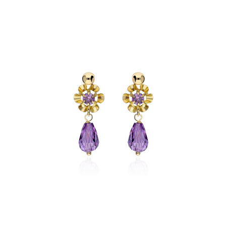 Pendientes Cubanitas Oro 18k Violetas