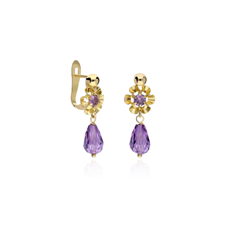 Pendientes Cubanitas Oro 18k Violetas