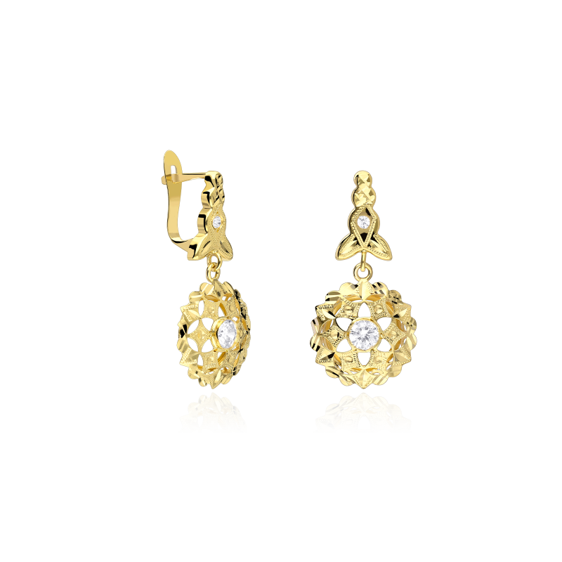 Pendientes cubanas "Dabanir" Oro 18k y circonitas