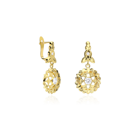 Pendientes cubanas "Dabanir" Oro 18k y circonitas