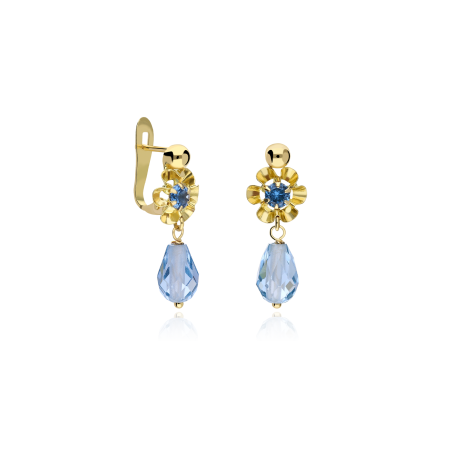 Pendientes Cubanitas Oro 18k Azules