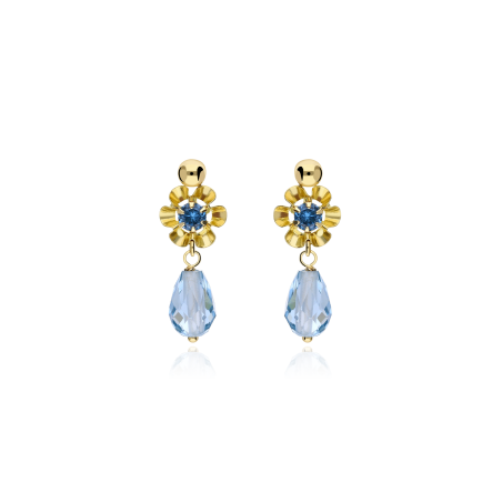 Pendientes Cubanitas Oro 18k Azules