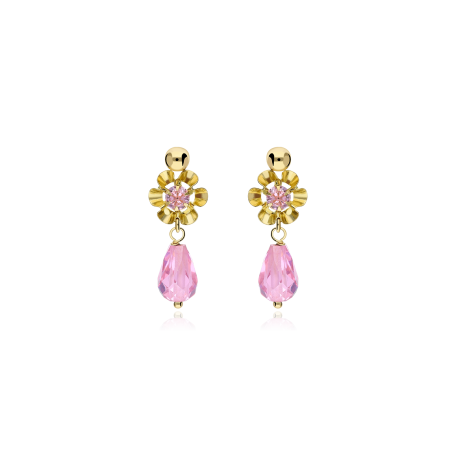 Pendientes Cubanitas Oro 18k Rosas