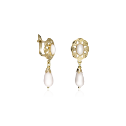 PENDIENTES "ANA" ORO 18K Y CORAL BLANCO