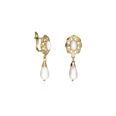 PENDIENTES "ANA" ORO 18K Y CORAL BLANCO