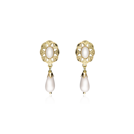 PENDIENTES "ANA" ORO 18K Y CORAL BLANCO