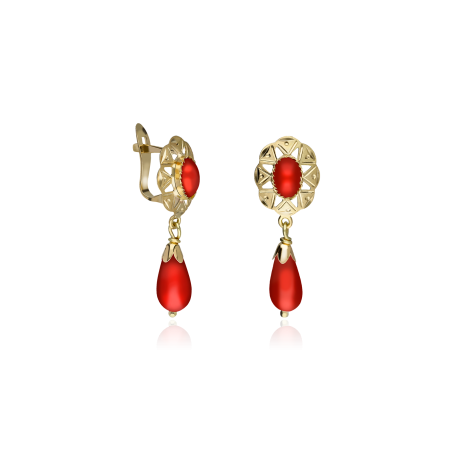 PENDIENTES "ANA" ORO 18K Y CORAL