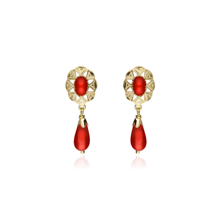 PENDIENTES "ANA" ORO 18K Y CORAL