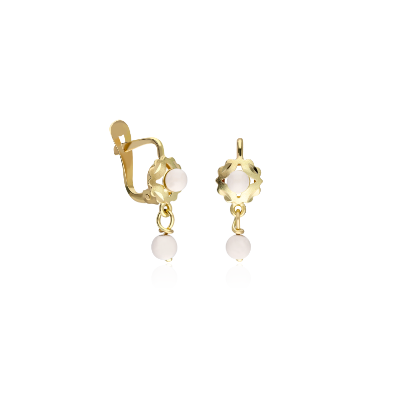 PENDIENTES "MANUELA" ORO 18K CORAL BLANCO