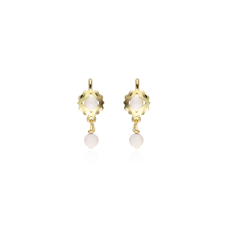 PENDIENTES "MANUELA" ORO 18K CORAL BLANCO