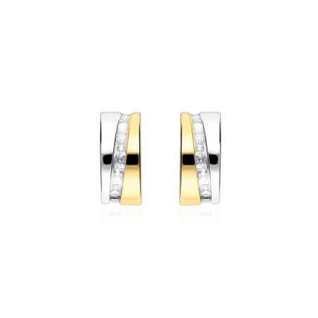 Pendientes Oro Bicolor 18k y circonitas "Balt"