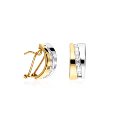 Pendientes Oro Bicolor 18k y circonitas "Balt"