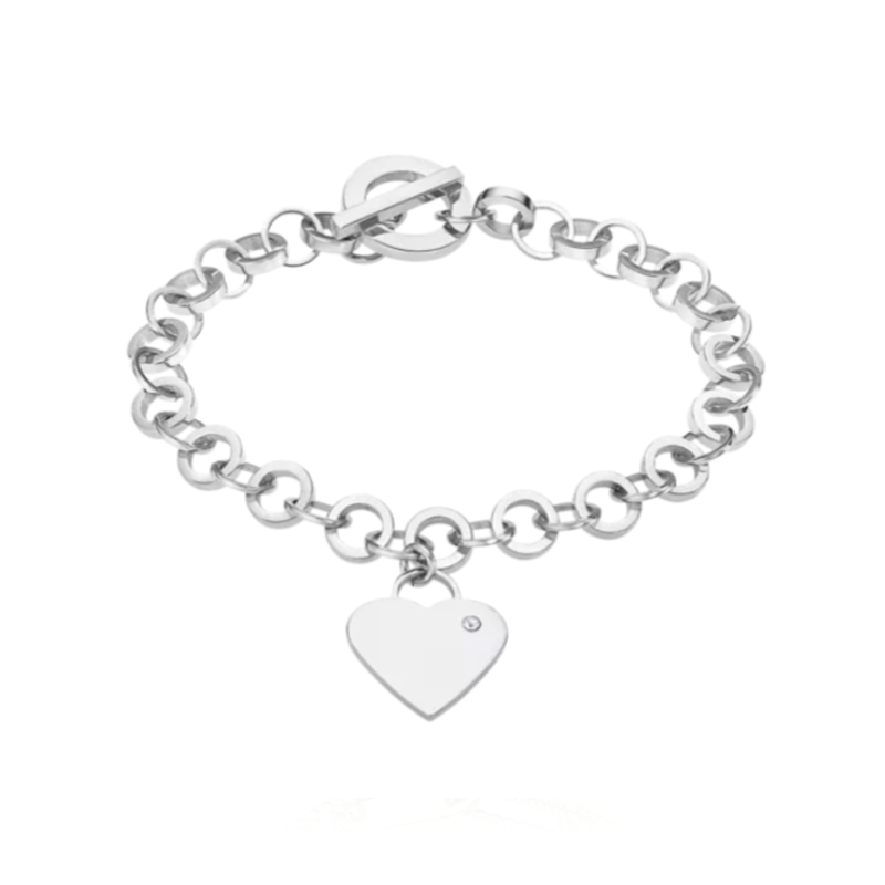 Pulsera Lotus Style corazón de acero con circonita LS2271-2/1