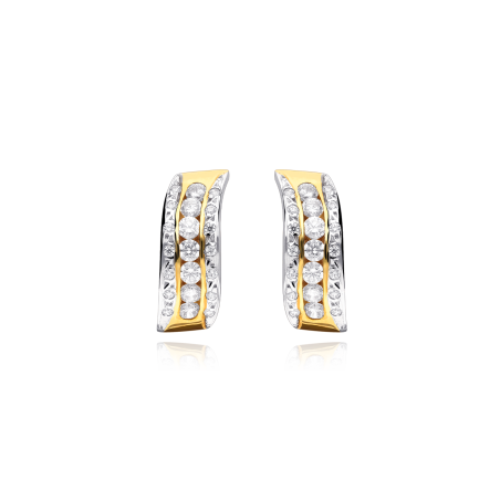 Pendientes "Wave" Oro Bicolor 18k Circonitas