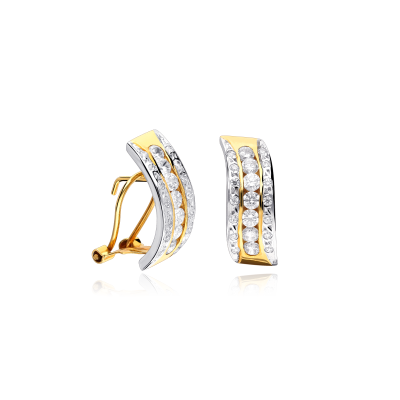 Pendientes "Wave" Oro Bicolor 18k Circonitas