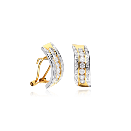 Pendientes "Wave" Oro Bicolor 18k Circonitas