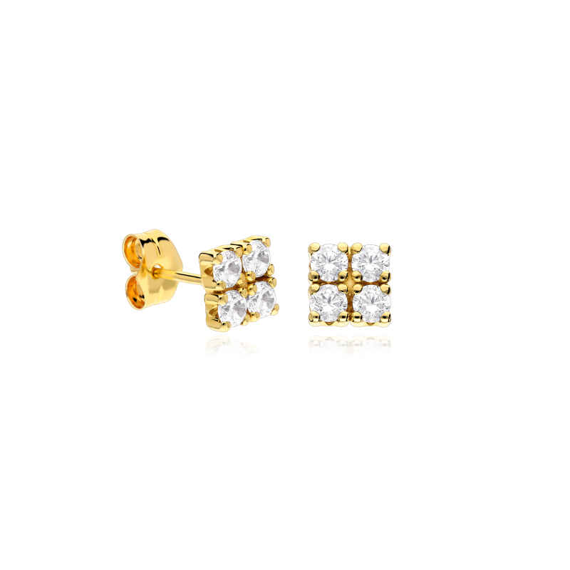 PENDIENTES "FILE" ORO 18K Y CIRCONITAS