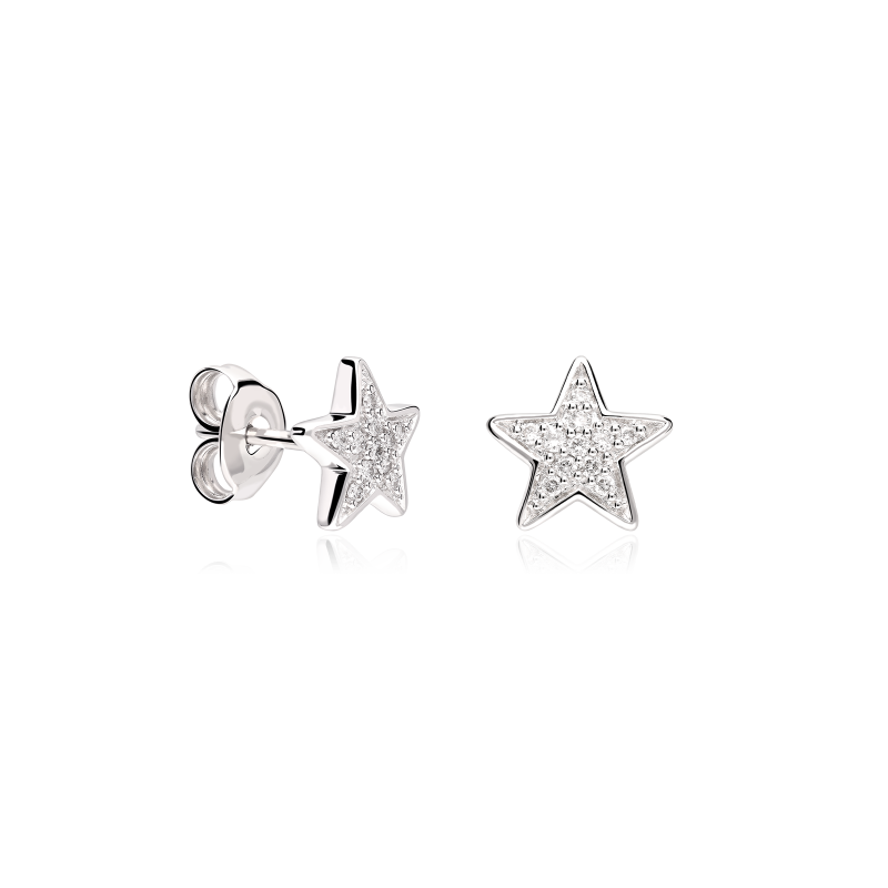 Pendientes Oro 18k y diamantes 0.10cts "Stars"