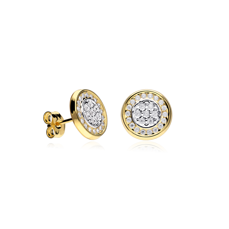 Pendientes Oro Bicolor 18ky circonitas "Circle"