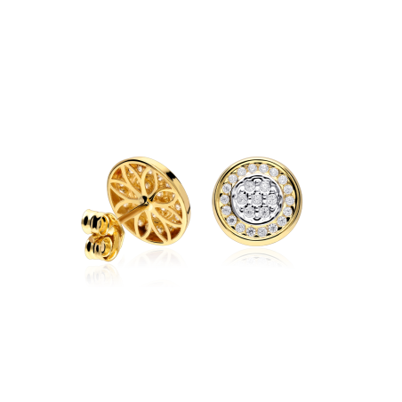Pendientes Oro Bicolor 18ky circonitas "Circle"