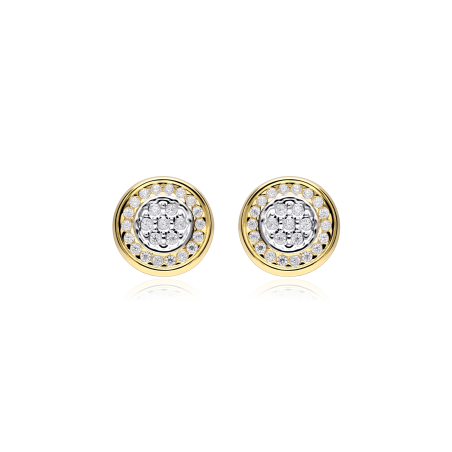 Pendientes Oro Bicolor 18ky circonitas "Circle"