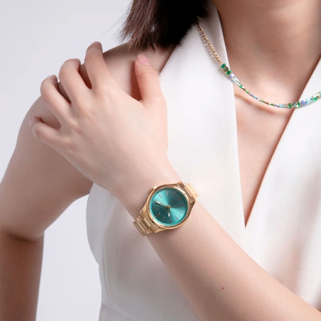 Reloj Viceroy mujer brazalete acero dorado IP esfera azul 401228-67